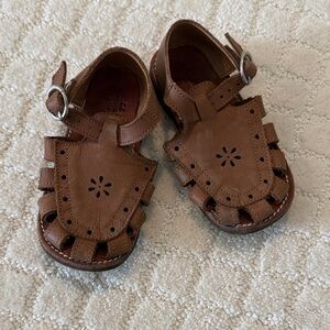 Kids Brown Leather Fisherman-Style Sandals